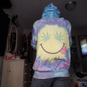 Wildfox trevor malibu tie dye weed hoodie